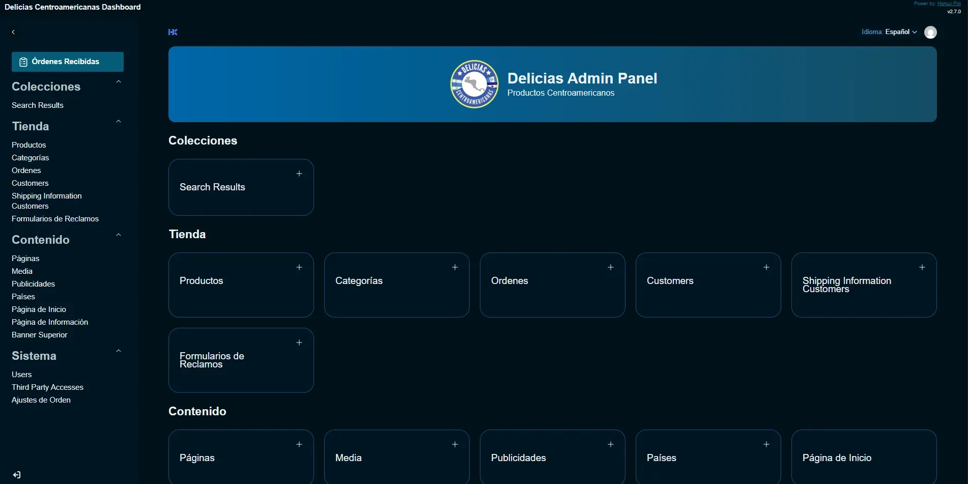 Dashboard Delicias CA