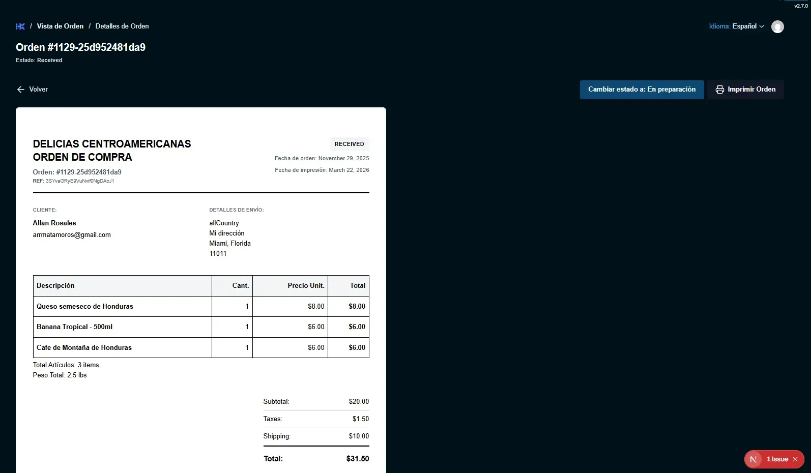 Order Delicias CA orders